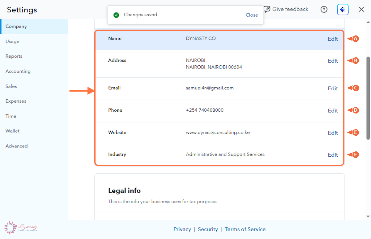 How to Update Company Details in QuickBooks Online screenshot