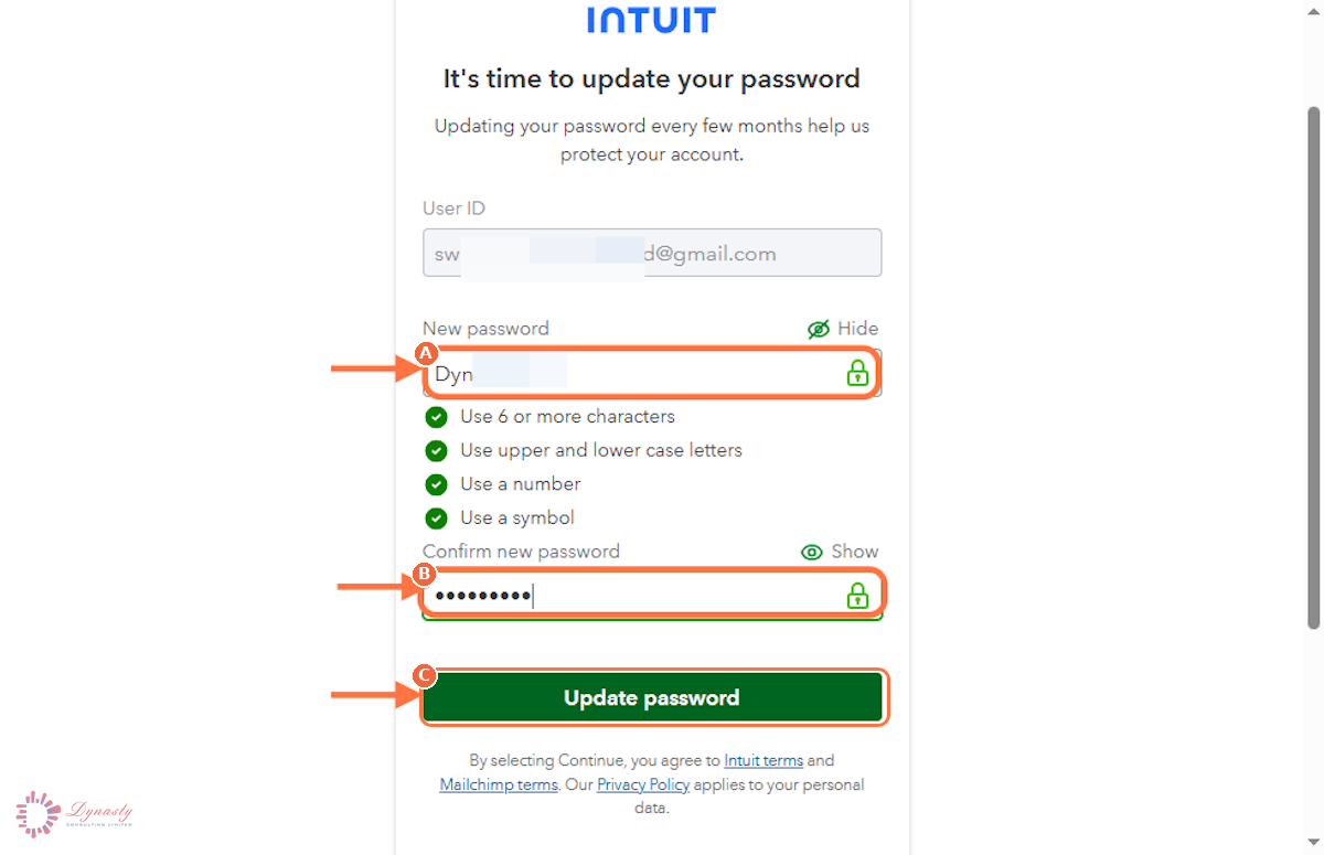 How to Change or Reset Your Password in QuickBooks Online screenshot