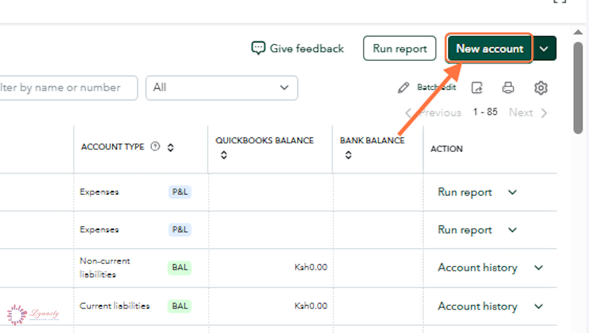 How to Create Sub-Accounts in the Chart of Accounts — QuickBooks Online screenshot