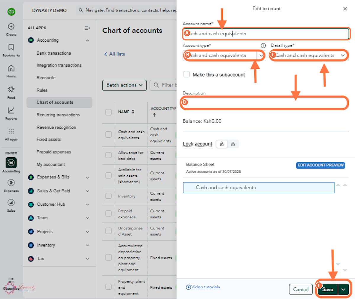 How to Edit the Chart of Accounts in QuickBooks Online screenshot