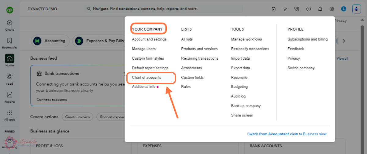 How to Inactivate an Account in the Chart of Accounts — QuickBooks Online screenshot