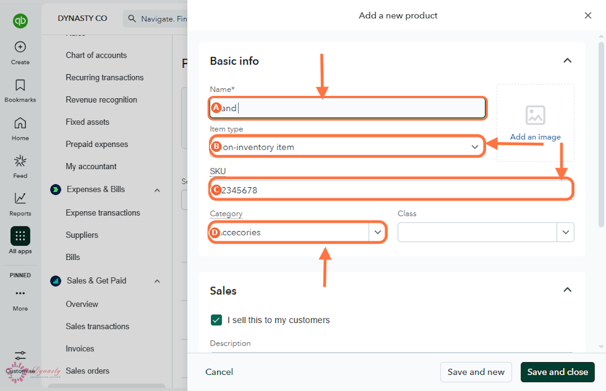 How to Add an Item — Non-Inventory in QuickBooks Online screenshot