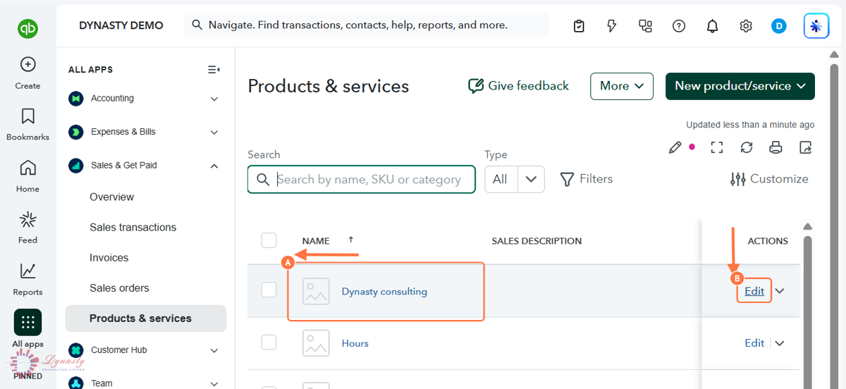 How to Edit Service Items in QuickBooks Online screenshot