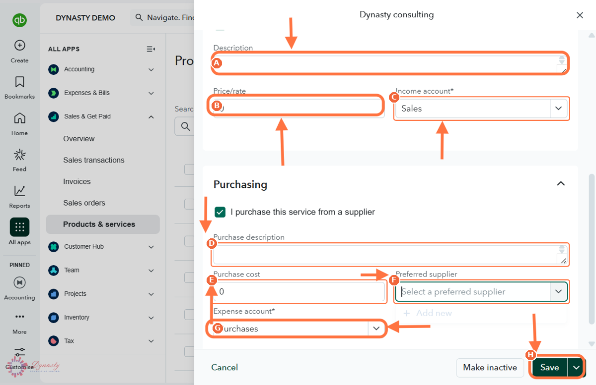 How to Edit Service Items in QuickBooks Online screenshot