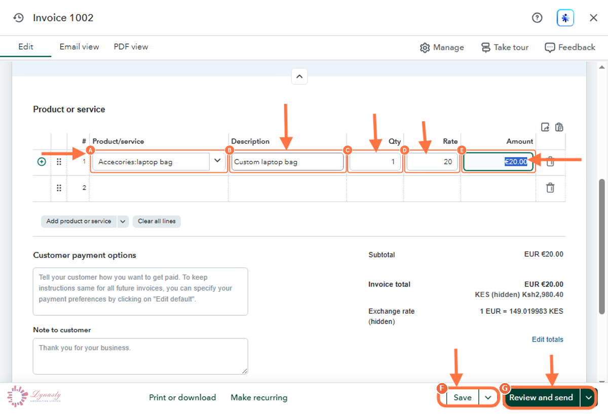 How to Create an Invoice in QuickBooks Online screenshot