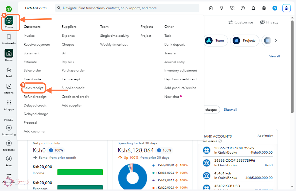 How to Create a Sales Receipt in QuickBooks Online screenshot