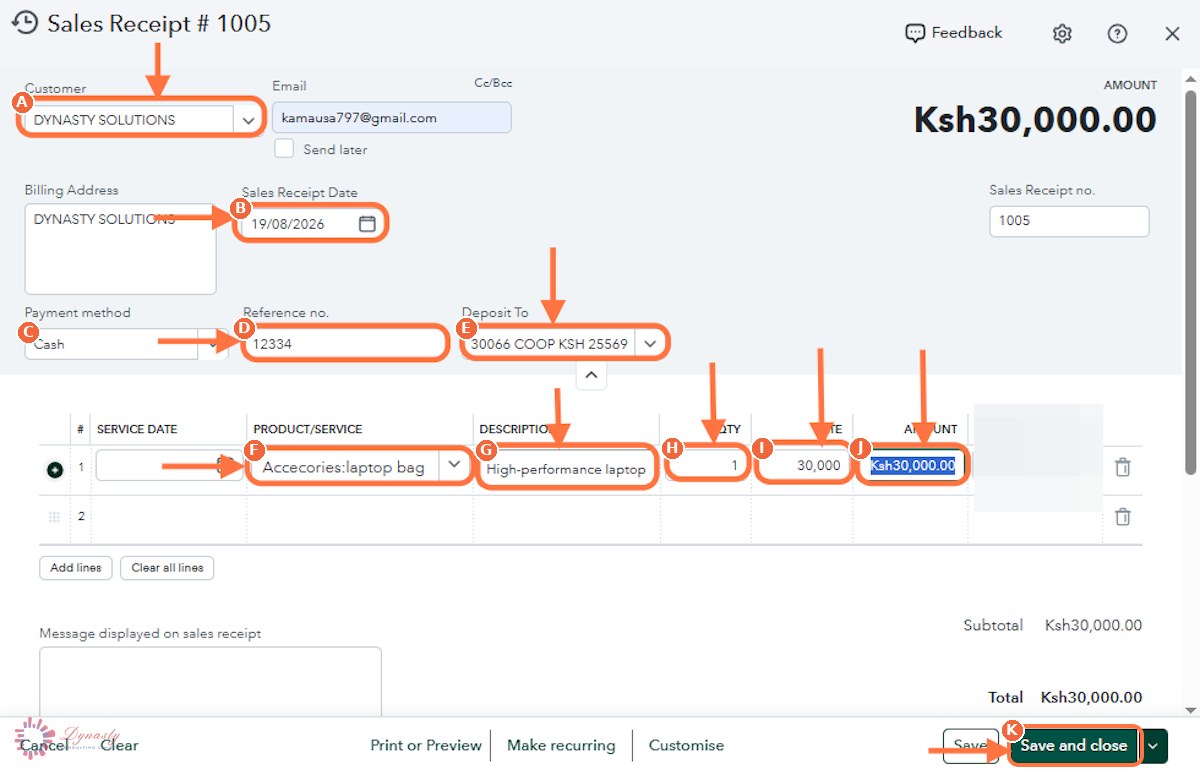 How to Create a Sales Receipt in QuickBooks Online screenshot