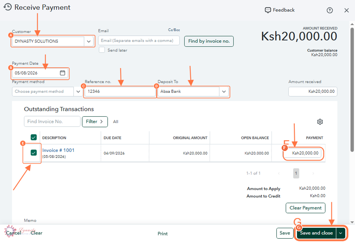How to Receive Payment in QuickBooks Online screenshot