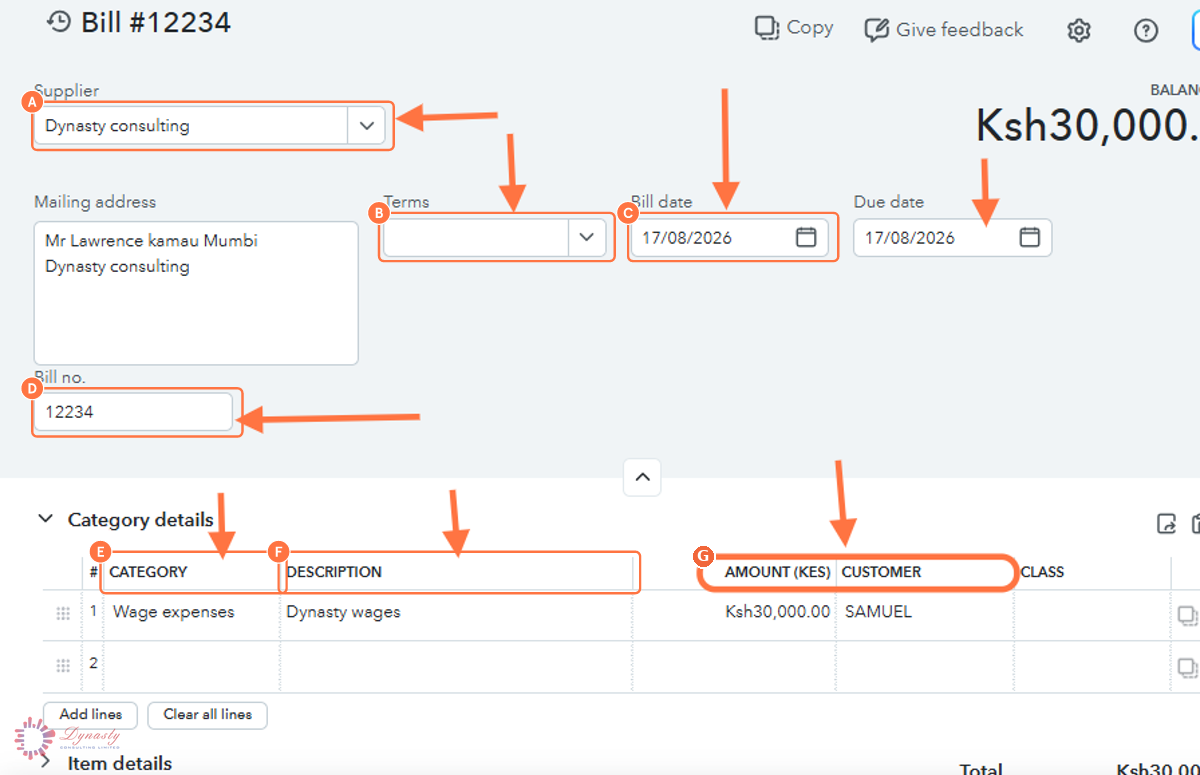 How to Add Bills in QuickBooks Online screenshot
