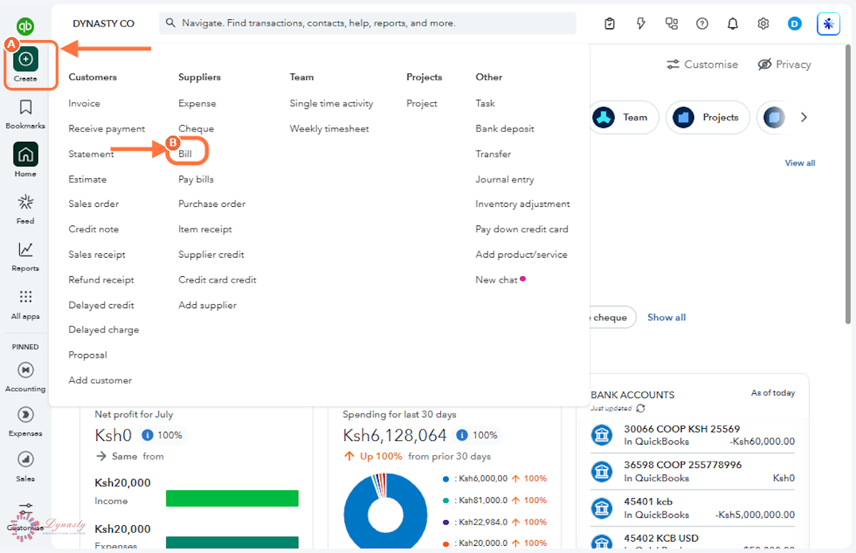 How to Create a Bill for an Item in QuickBooks Online screenshot