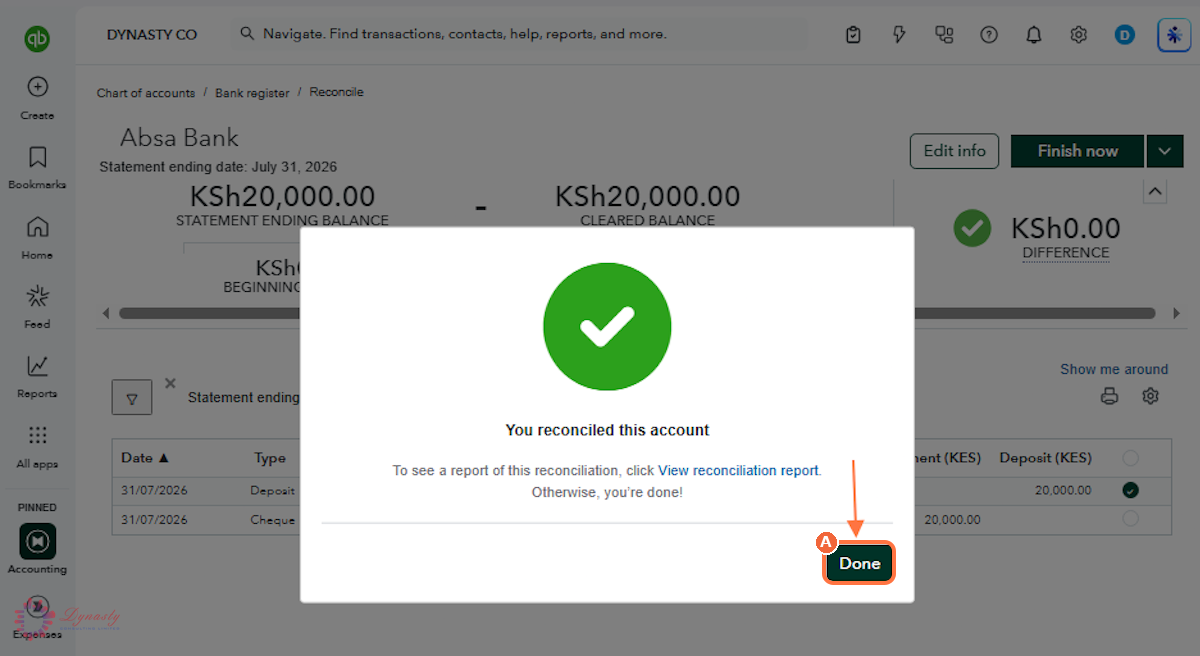 How to Do a Bank Reconciliation in QuickBooks Online screenshot